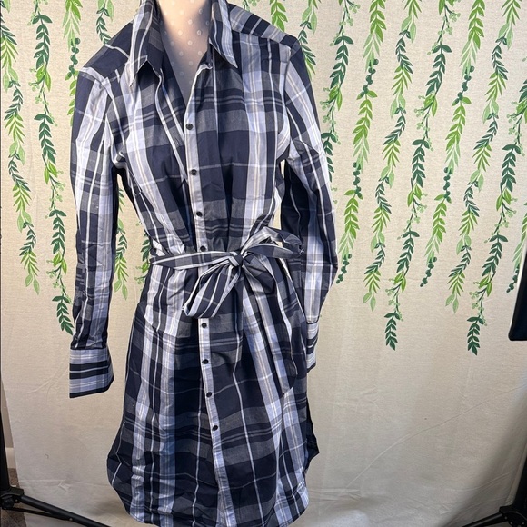 7Th Avenue Design Studio Dresses & Skirts - Navy Plaid Button-Up Dress D3